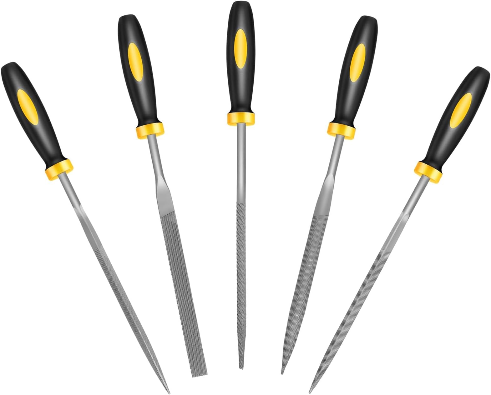 - Mini Metal Needle File Set, 5pcs, Small Hand Files Set for Detail and Precise Work, Hardened Alloy Strength Steel File Tools Includes Round, Bi Half-Round, Flat, Square, Triangular File