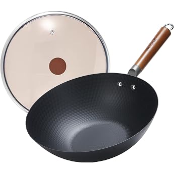 WANGYUANJI Frying Pan, Deep Type, 12.6 inches (32 cm), Lightweight Pot, 2.4 lbs (1.1 kg), Unpainted Wok, Iron Nitride, Frying