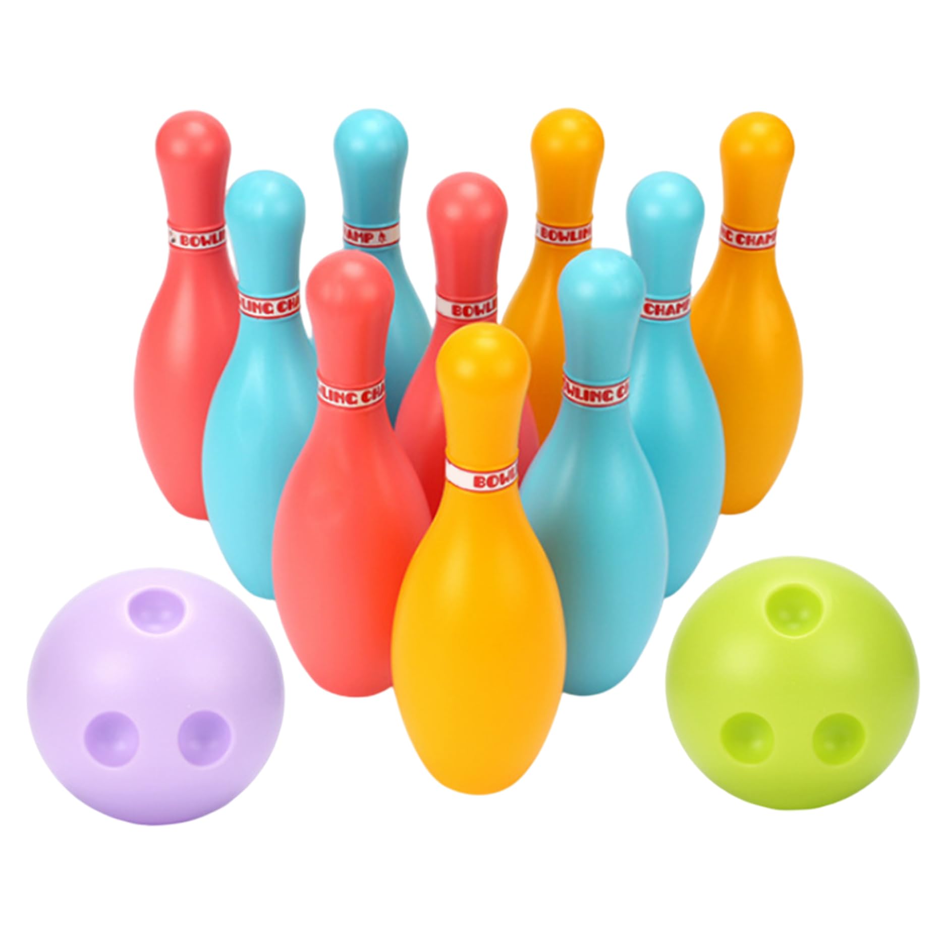 Takingup Bowling Games For Kids, Indoor Outdoor Plastic Bowling Toy Set with 10 Pins and 2 Balls - Early Educational Toy for Kids, Size S