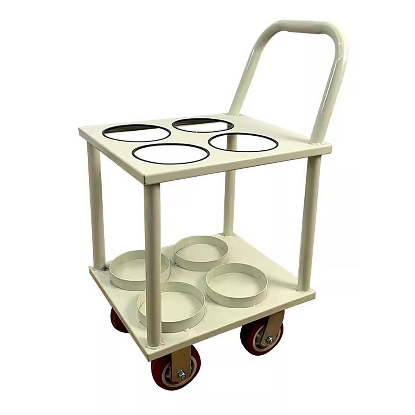 Gas cylinder trolley, Oxygen Tank Holder Heavy Duty Cart for Four Six Eight Tanks, Welding Mobility Trolley,Handcart(White,S)