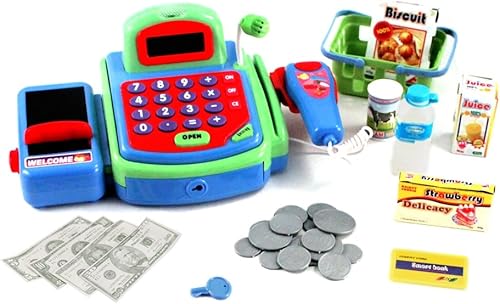 Juguete electrónico de caja registradora de juegos de simulación, acciones y sonidos realistas