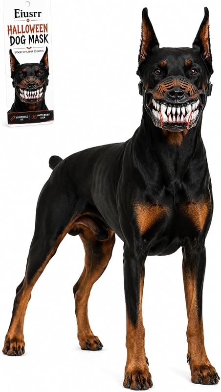 Bozal de monstruo Hell Hound, bozal de disfraz de perro de látex Natural aterrador | Para fiesta de Halloween, Cosplay, perros, bestia, Terror, mascota, máscara de dientes realista, sesiones de fotos, truco o trato con correas ajustables