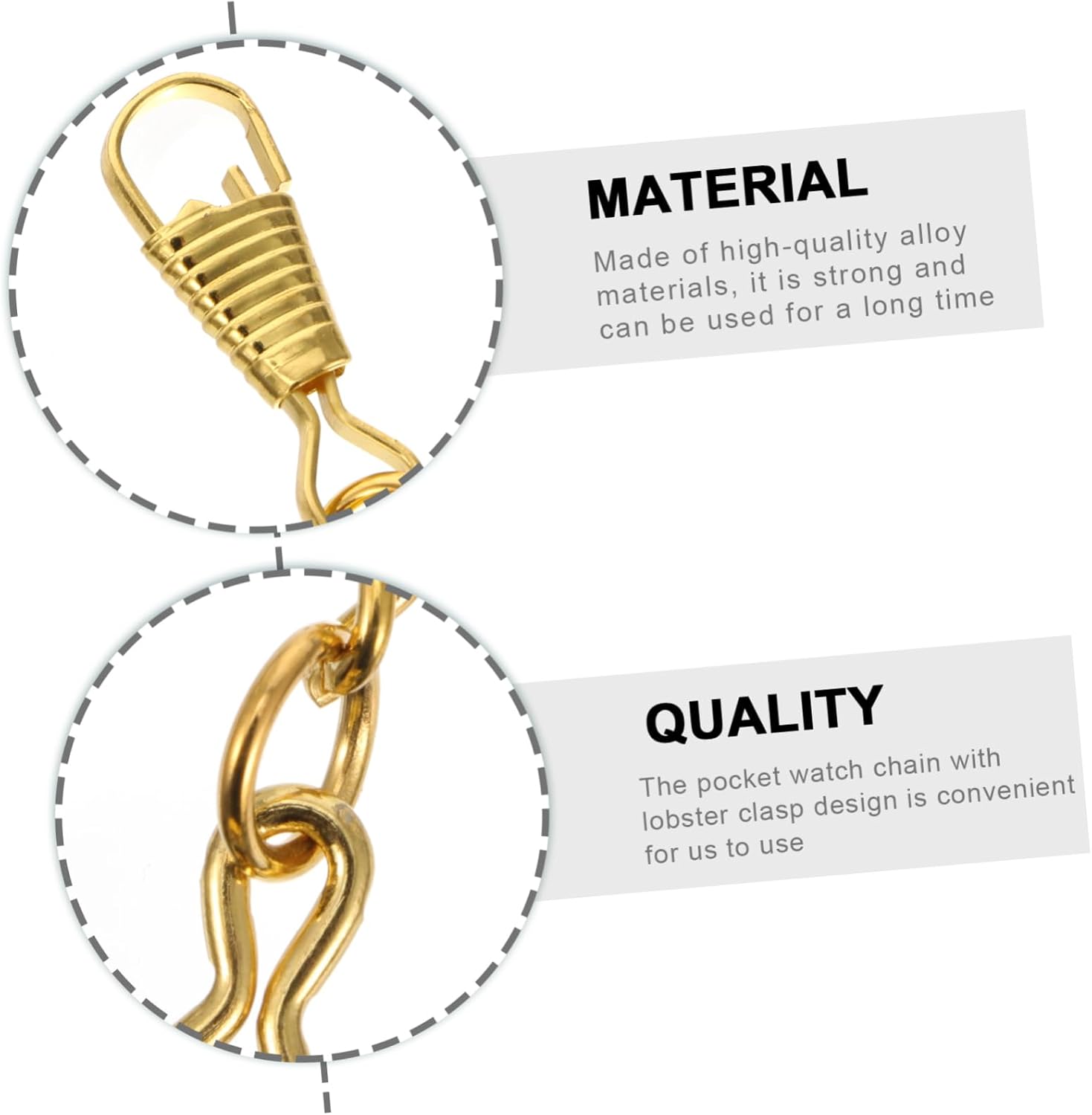 VALICLUD 5pcs Vintage Pocket Watch Chains Lobster Clasp Alloy Belt Chains for Hanging Keys and Accessories Multiple Colors