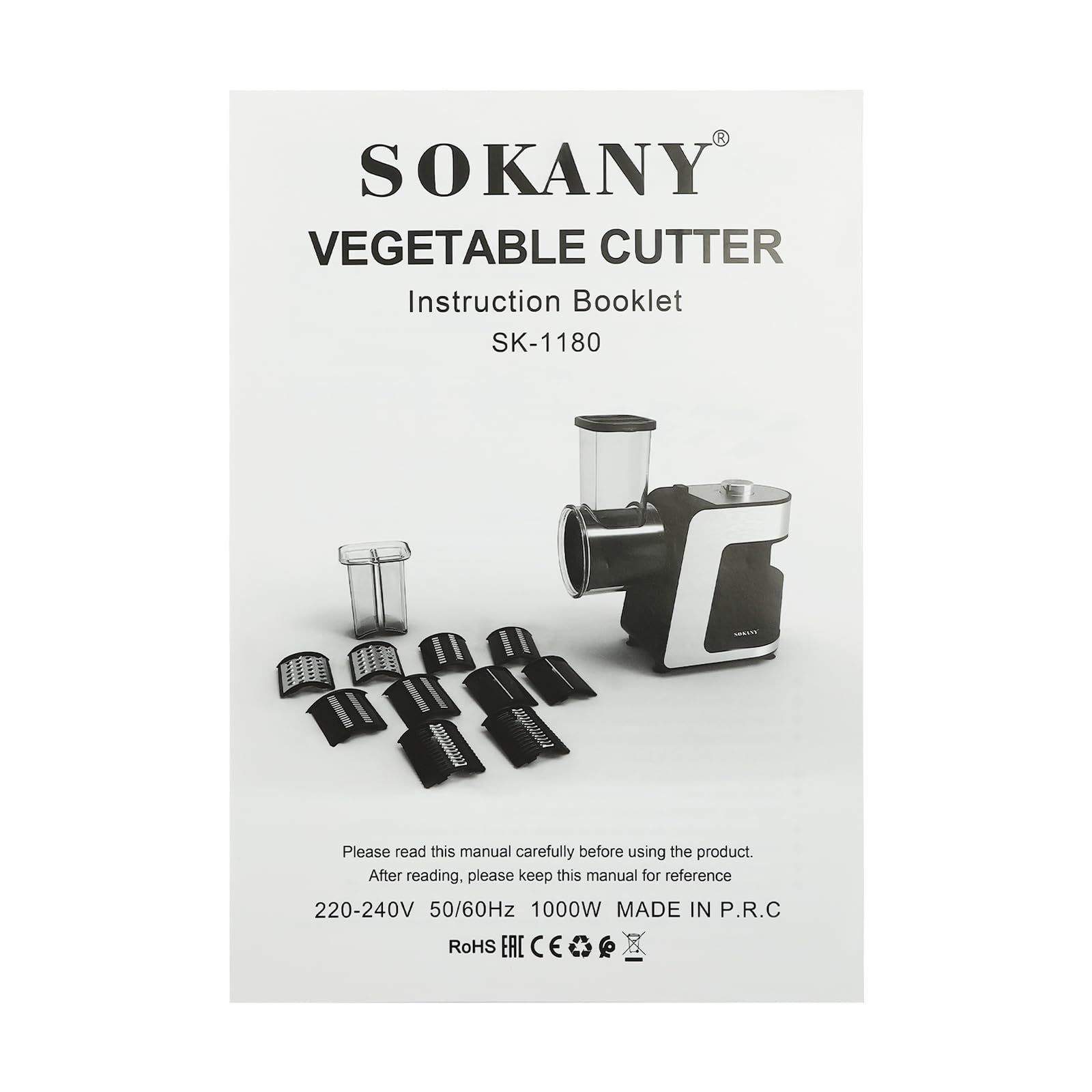 Coupe-légumes électrique 1000 W - Avec 10 lames - Râpe à légumes pour différents légumes, carottes, concombres