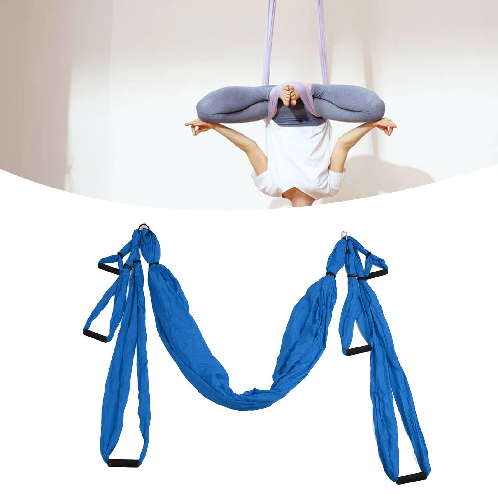 Tonysa Juego de Columpio de Yoga Aéreo, Hamaca de Yoga de Flexibilidad con Diseño de Longitud Ajustable, Kit de Mosca de Inversión de Cabestrillo Aéreo para Ejercicio Físico (Azul Oscuro)