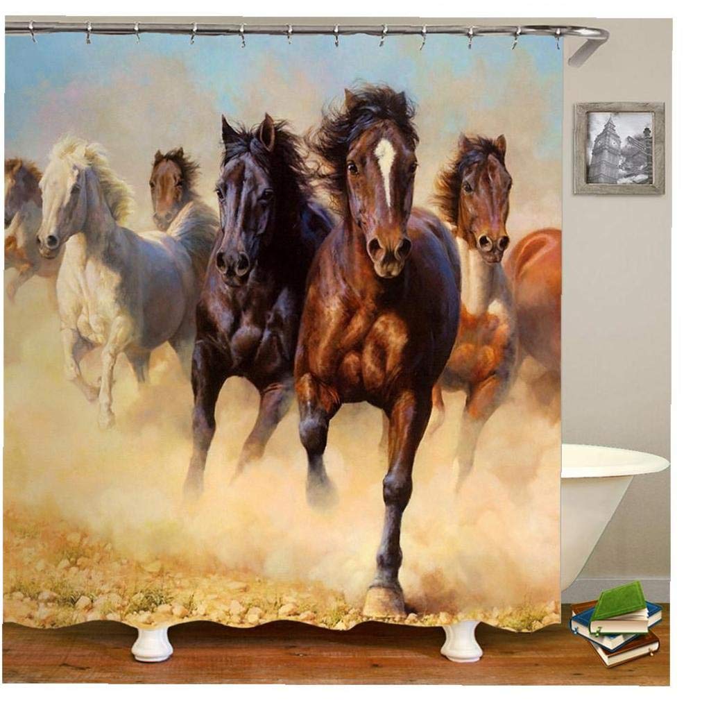 Rideau de douche rétro chevaux pour créer une ambiance de ranch vintage dans votre salle de bain