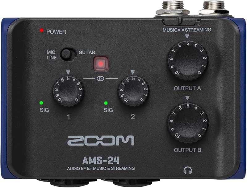 Zoom AMS-24 USB Audio Interface for Musicians & Podcasters with 2 Inputs, 4 Outputs, Loopback, Direct Monitoring & Bus Power for PC, Mac, iOS & Android | 2 Inputs, 4 Outputs, Loopback