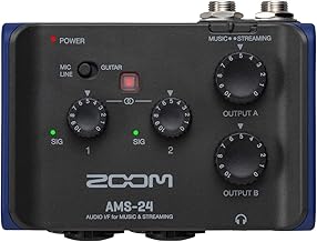 Zoom Interfaz de audio USB AMS-24, 2 entradas, 4 salidas, Loopback, monitoreo directo, alimentado por bus, para grabación y transmisión en PC, Mac, iOS y Android