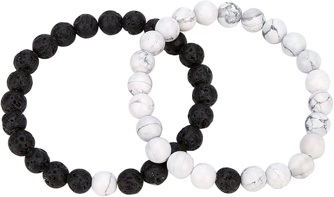 ASHMITA 8mm Lava Stone Bracelet Men Women Rainbow Bead Distance Bracelets for Couples