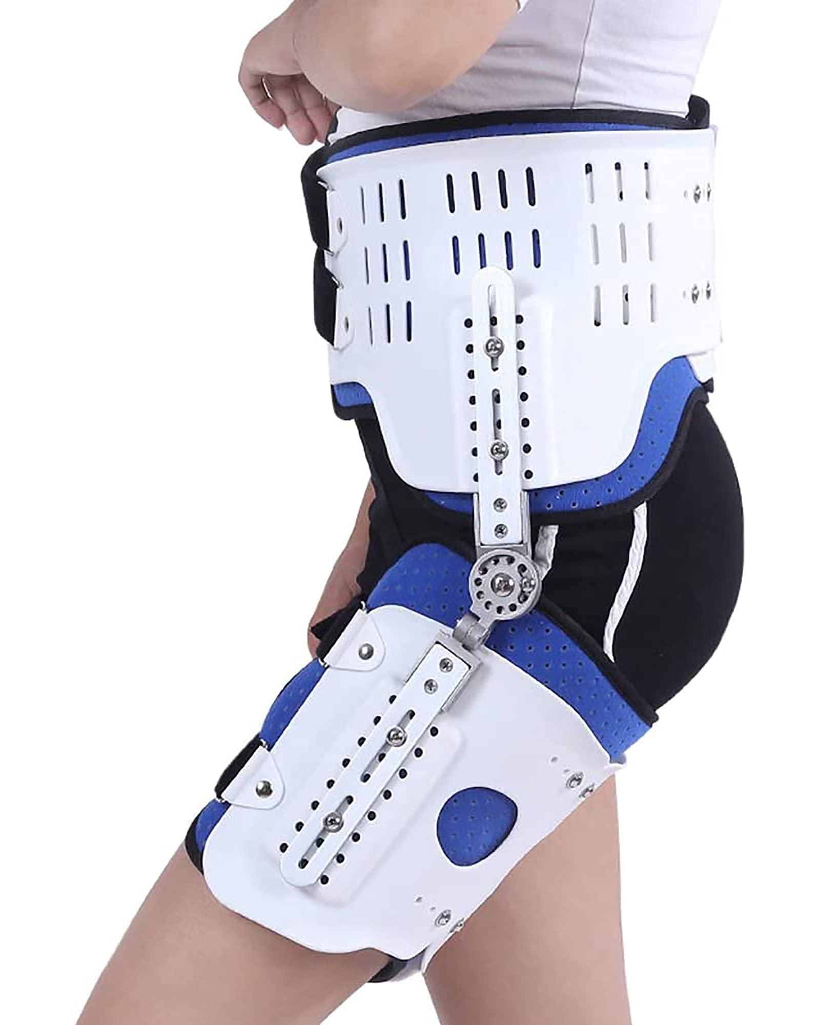 Rodillera Articulada con Bisagras, Soporte Articulado para Abducción De Cadera, Soporte De Fijación, Órtesis De Cadera Ajustable, Estabilizador, Corrector De Cadera para (Izquierda)