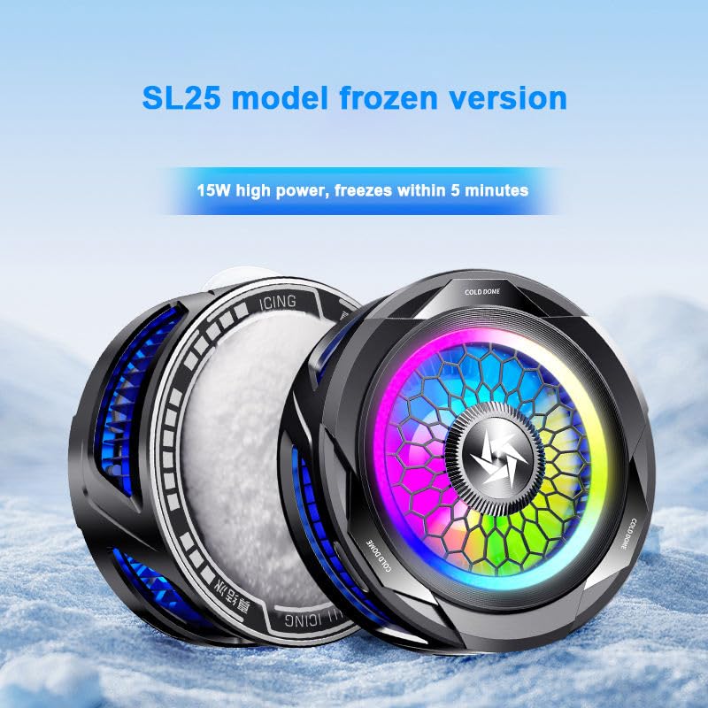 Image of Phone Cooler with AI Cooling Mode, RGB Lighting, Real-Time Temperature and Power Display, Strong Magnet and Clip Mount, Ultra-Quiet Fan (SL25)