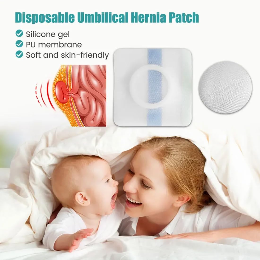 GXGM Parche Cordon Umbilical Bebé, Protección Hernia Umbilical, Cinta Adhesiva Bebé, Material PU Suave, Confortable y Transpirable, Ajuste Seguro y Práctico, Alta Calidad, Portátil