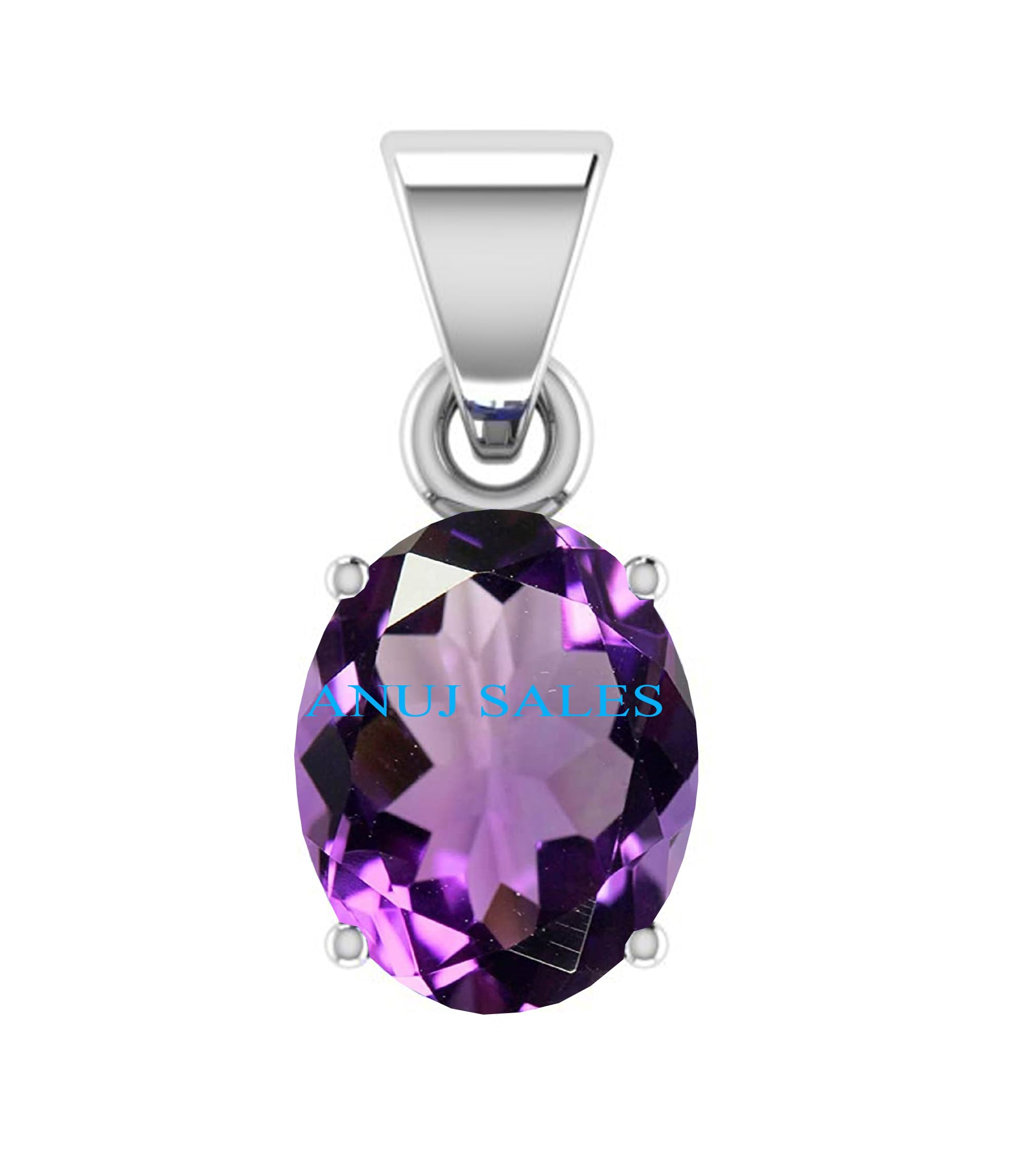 5.25 Ratti 4.00 Carat Natural Quality Katela Amethyst Silver Plated Pendant/Locket Gemstone (Top AAA+) Quality for Men and Women(GGTL Lab Certified)