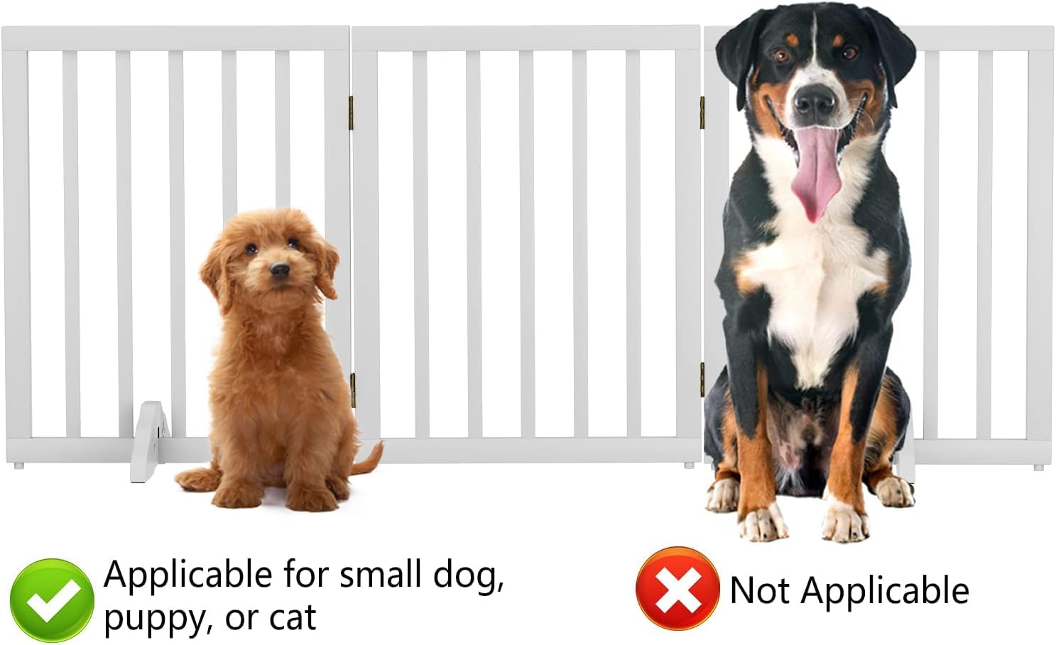 The Menifest | Wooden Freestanding Foldable Pet Gate for Dogs and Kids, Over Fence, Dog Gate Barrier, Dog Partition for Your pet and Baby Protection (3-Panel White) - Image 6 thumbnail