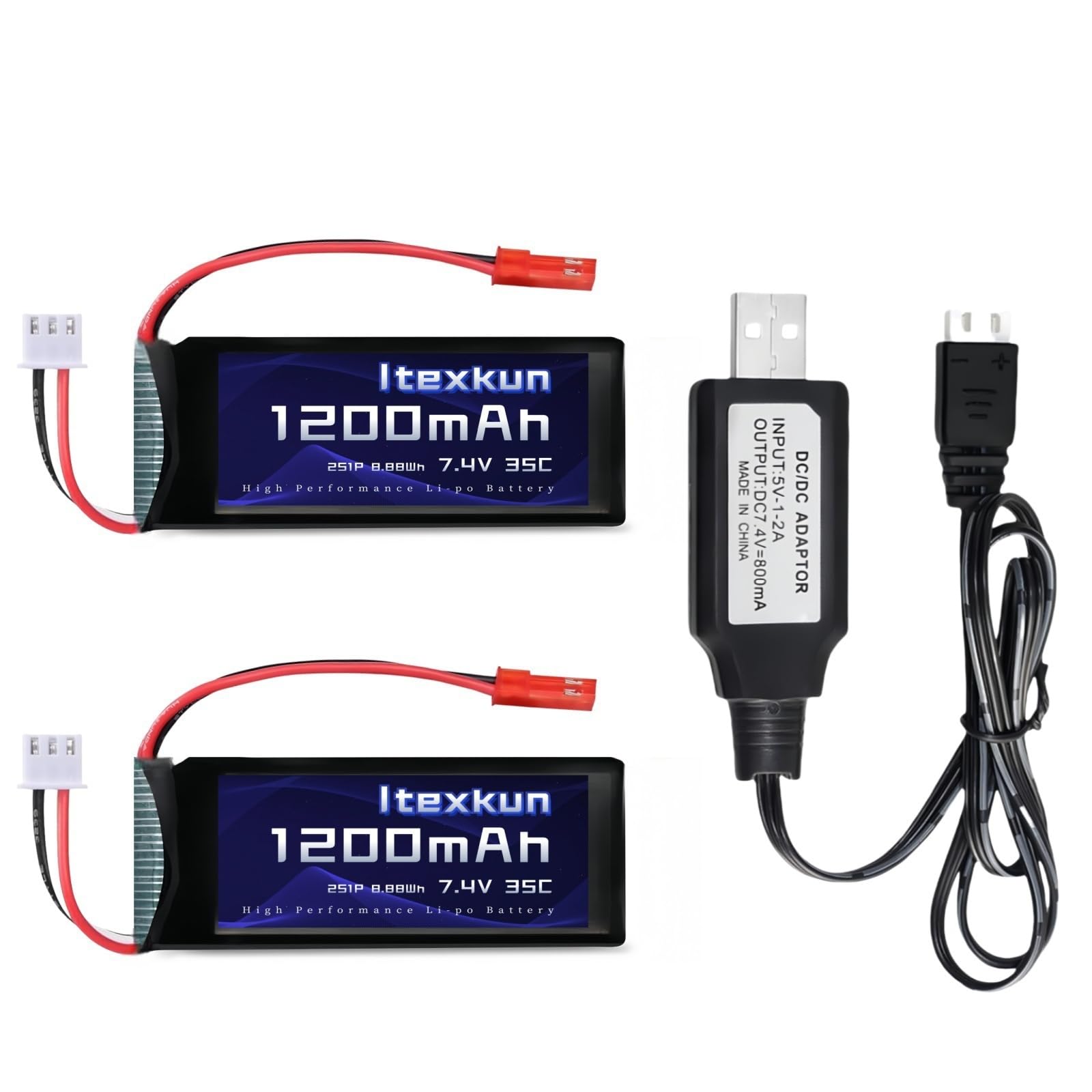 2 PCS 7.4V 1200mAh Li-po Battery 803063 jst Plug with Charger for Yizhan X6 RC Drone UDI UD1601 UD1602 Pro Fisca Cheewing 1/16 Scale RC Truck Battery