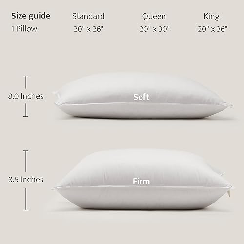 Miniatura 5 de Double Stitch by Bedsure Almohada de plumón blanca de lujo de Estados Unidos, funda de algodón 100% de 400 hilos, relleno de 700 hilos, almohada de