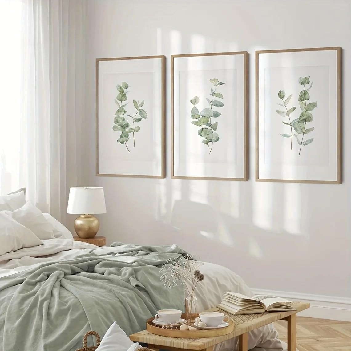 LTjiajuypd Green Eucalyptus Prints Bathroom Wall Art Bedroom Decor Living Room Home(60x90cm-3Pcs)
