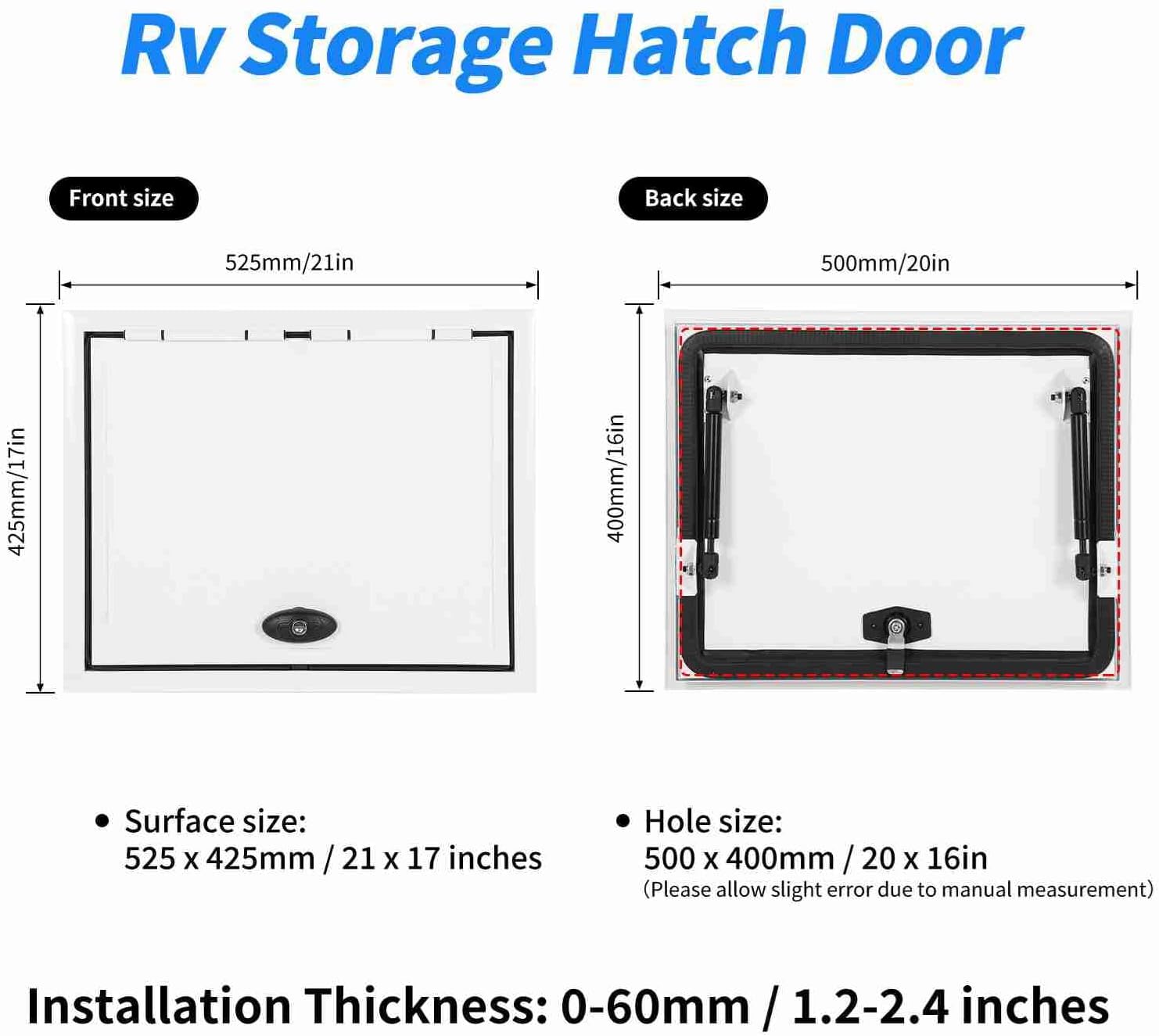 RV Access Storage Door 20 X 16in RV Baggage Door with Lock 120 Deg Opening Heavy Duty Door for Trailer