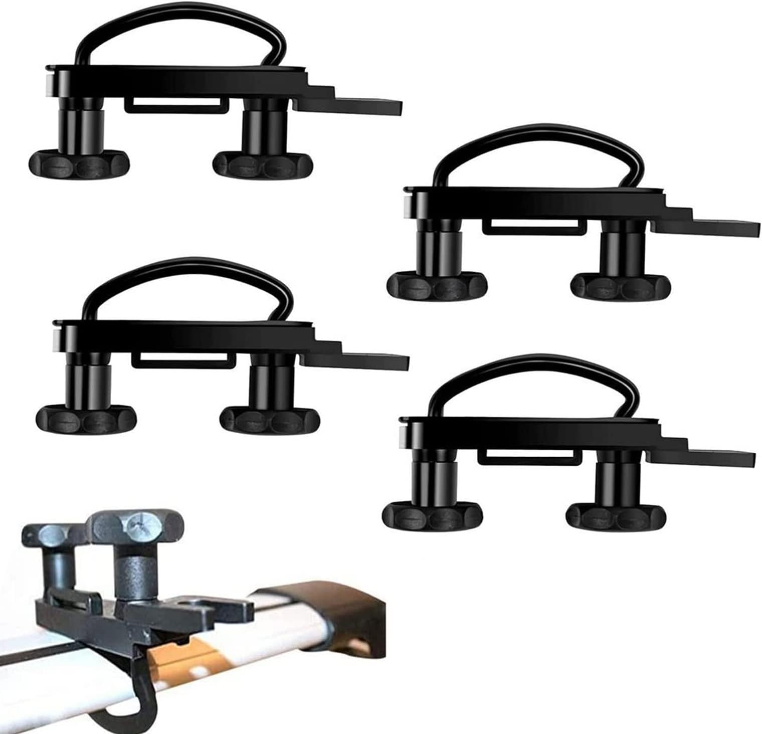 Universal Roof Box U-Bolt Clamps, Cargo Carrier Rack Bracket Kit, Van Mounting Fitting 85mm Internal Width Adjustable U Bolt Quick Release Latch for Hardware w/8 Lock Nuts (4PCS)