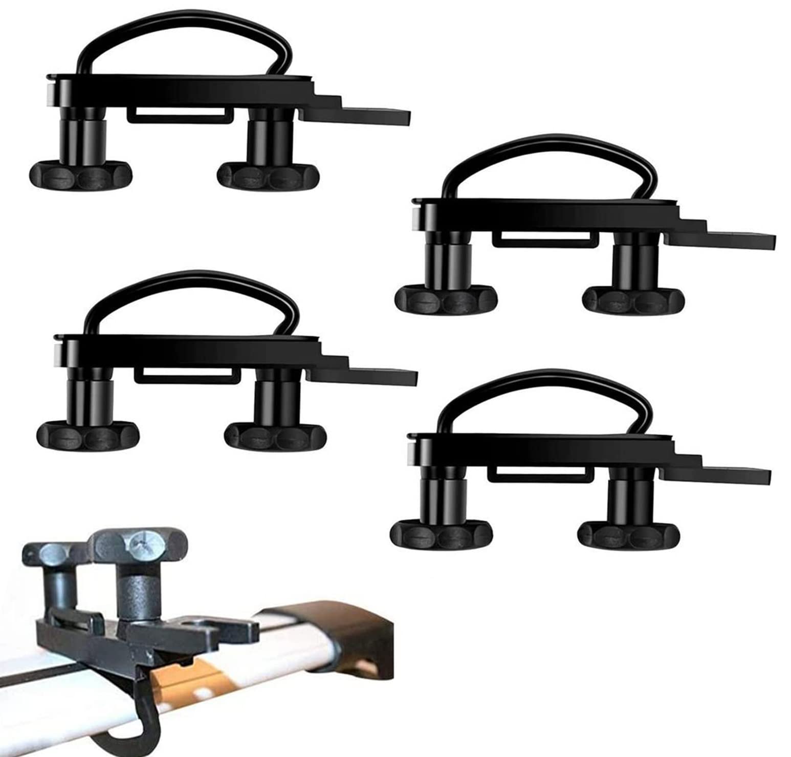 Universal Roof Box U-Bolt Clamps, Cargo Carrier Rack Bracket Kit, Van Mounting Fitting 85mm Internal Width Adjustable U Bolt Quick Release Latch for Hardware w/8 Lock Nuts (4PCS)