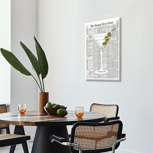 Miniatura 7 de Arte de pared de Martini retro, póster de cóctel de periódico de moda, vintage, alcohol, oliva, impresión en lienzo Funky de los años 70,