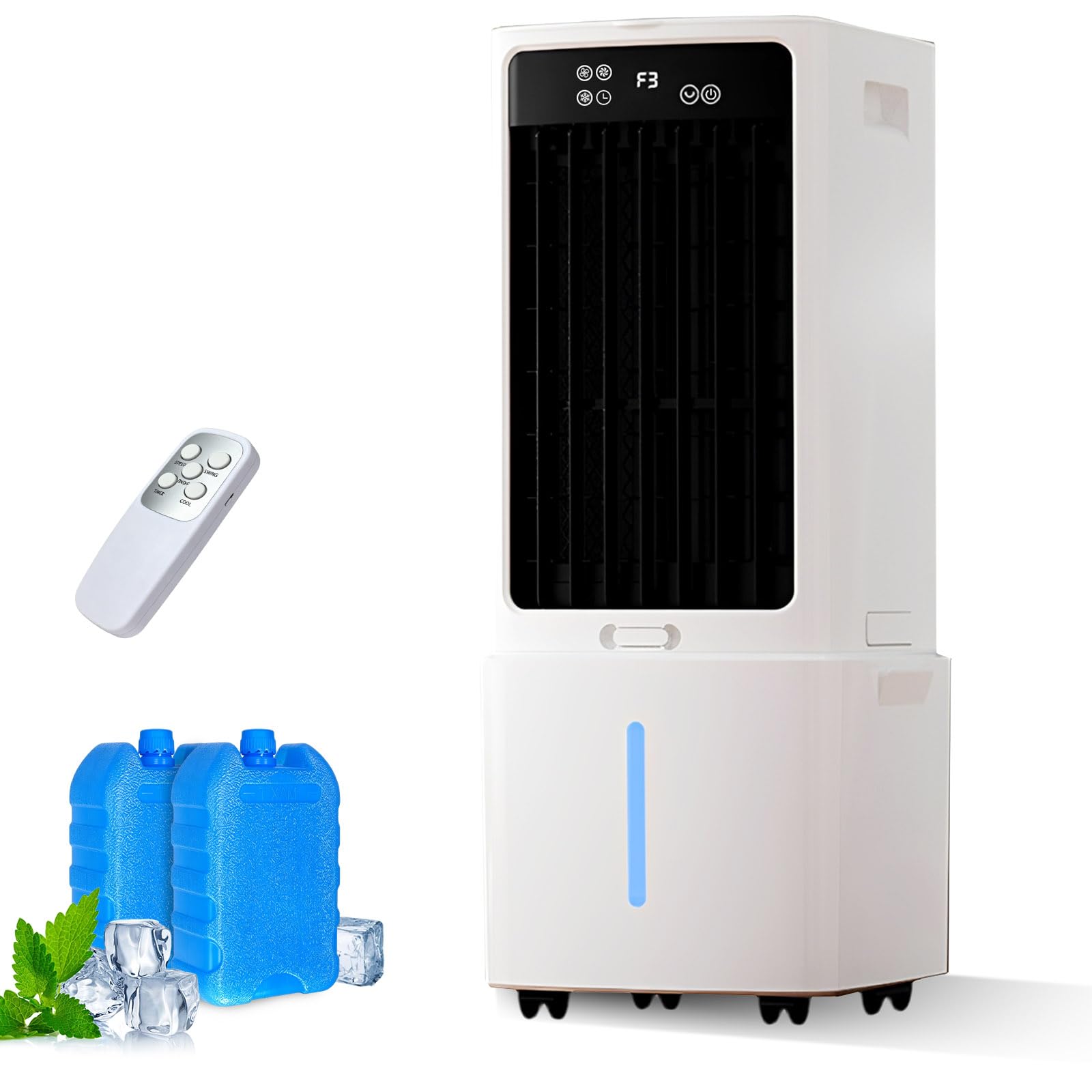 Umidificatore Rinfrescante 12L con Telecomando, 800 m³/h Senza Tubo, Oscillazione 90°, Timer 12H per Soggiorno