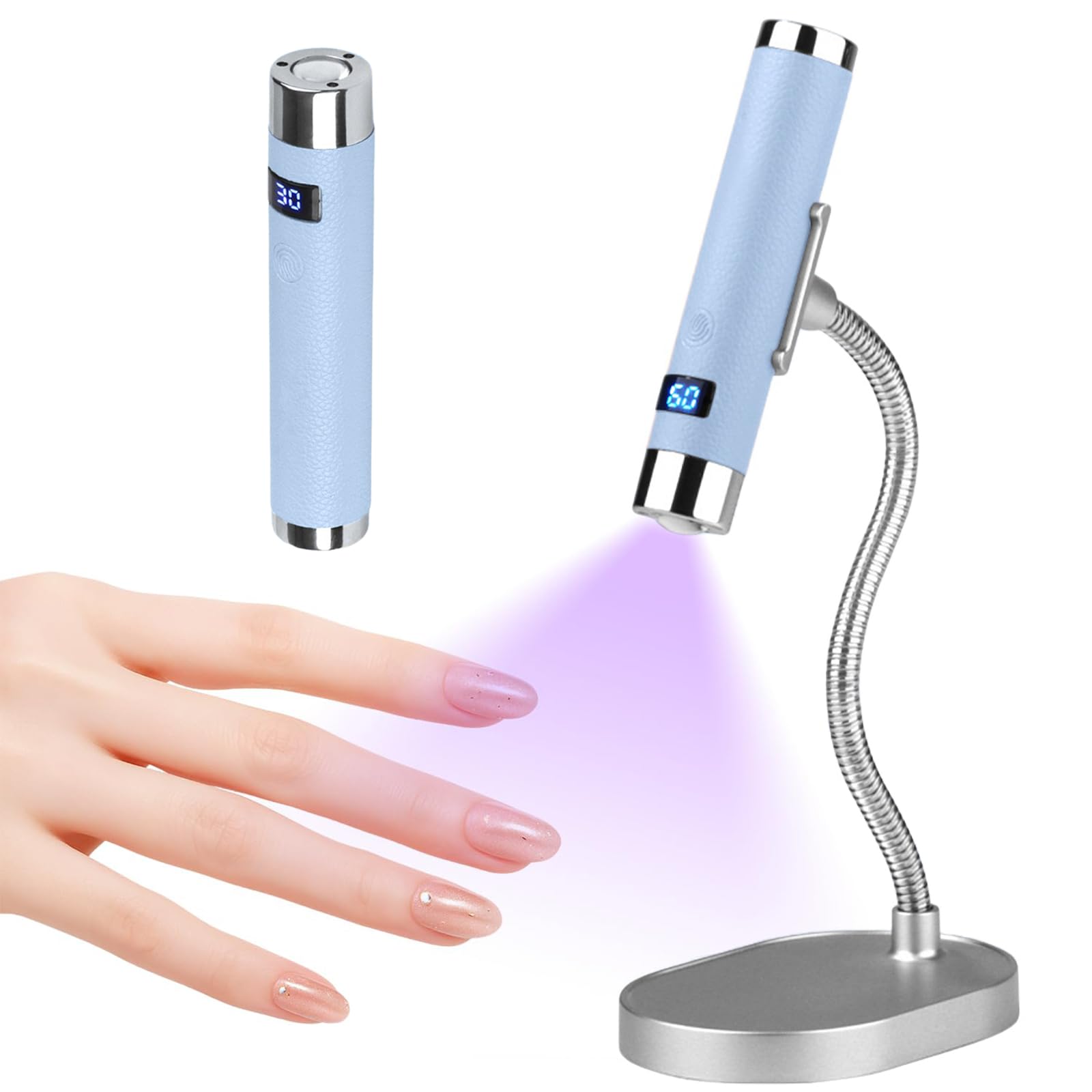 ネイル道具7個セット、スタンププレート、道具、LEDライトランプ、本　【お得品】 Amazon.co.jp: ネイルライト ペン型【マグネットスタンド付・自動点灯