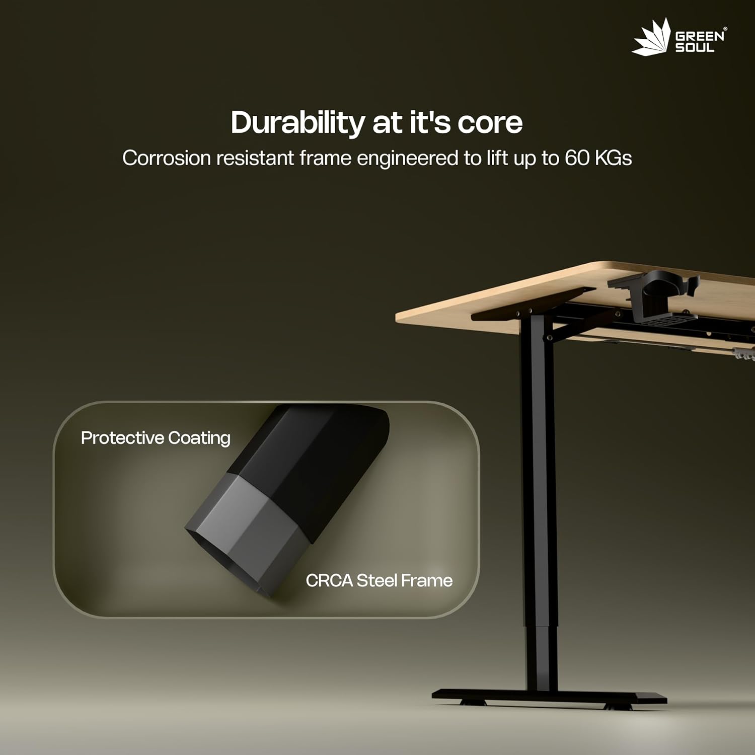 Green Soul Imperium Height Adjustable Table for Office Work | Everyday Ergonomic Desk with One Piece Top | Advance Memory Preset | 3 Year Warranty | Installation Provided (GreyOak,1100 x 600 Top) 14 61HX6vyHZzL. SL1500