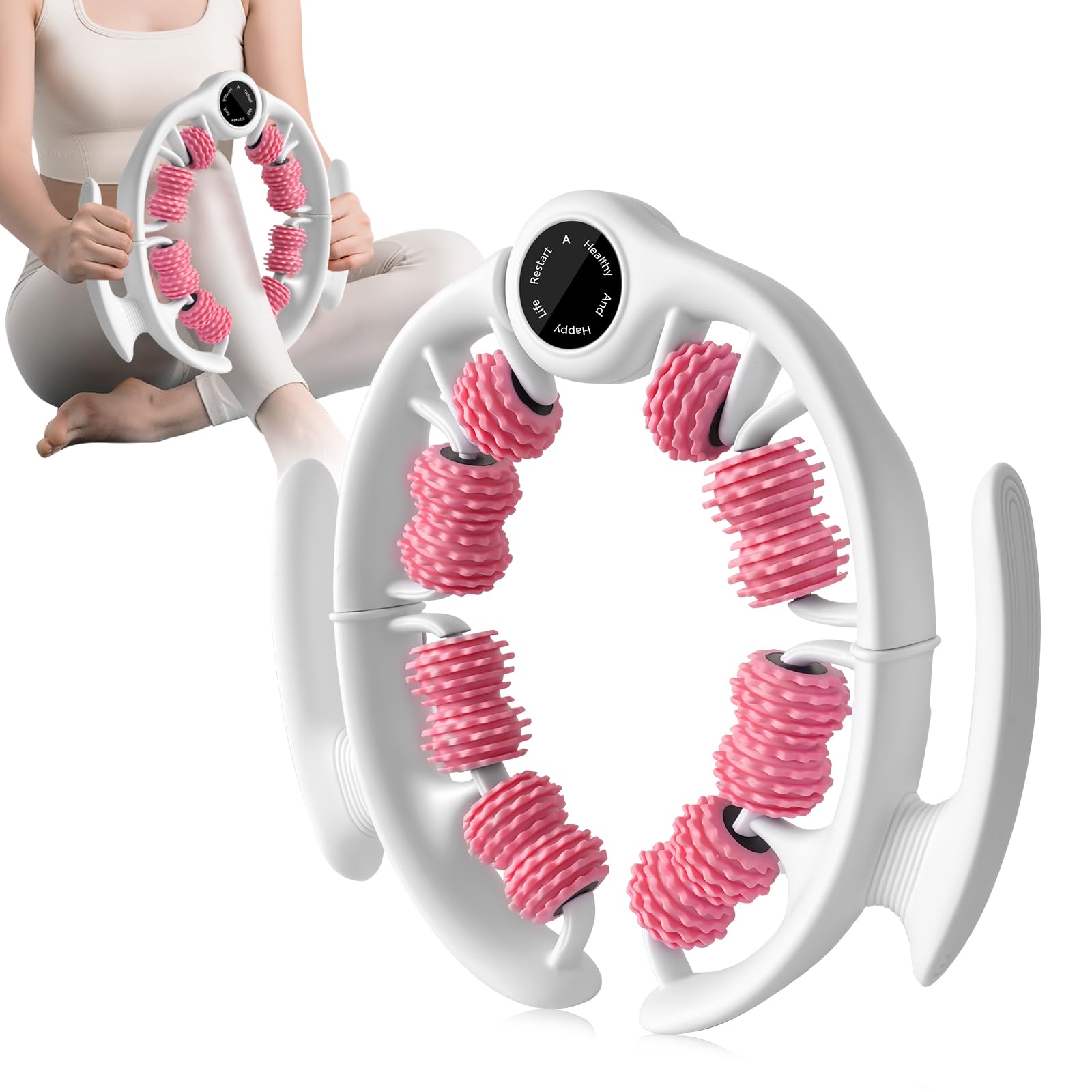 Hossom Anti-Cellulite Manual Massager with Detachable Rollers – Anti-Cellulite Massager Reducer for Thighs, Legs and Buttocks, Professional Massage Tool for Lymphatic Drainage (Pink)