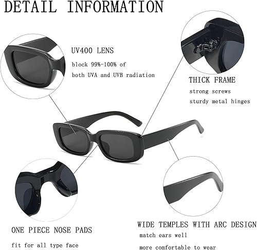 Miniatura 6 de Lentes de sol rectangulares para mujeres y hombres, a la moda, retro, estilo años 90, Y2K, vintage, marco cuadrado, lentes de sol geniales