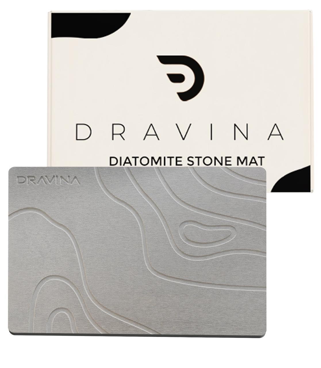 Dravina Stone Bath Mat, 60 x 40 CM - Diatomite Earth Shower Mat, Non-Slip Super Absorbent Quick Drying Bathroom, Kitchen Floor Mat, Counter Dish Drying Mat. Easy to Clean