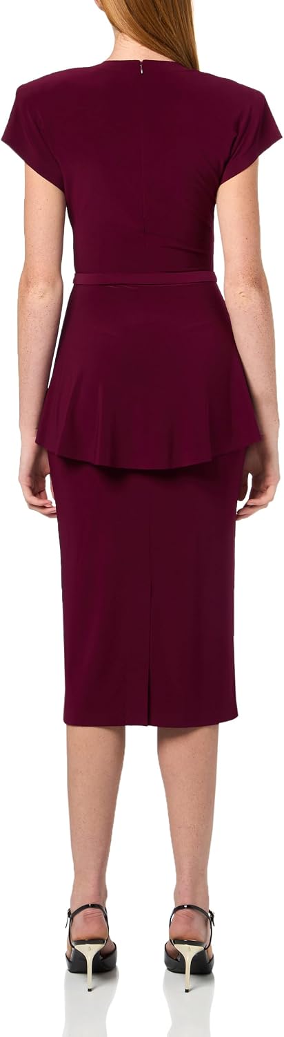 Norma Kamali Women's Cap Sleeve Shoulder Pad Peplum Dress to Midcalf