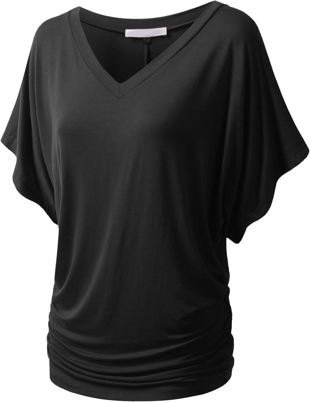 Womens Dolman Sleeve Top Boatneck Drape Shirts Awts055_awts080_black Small