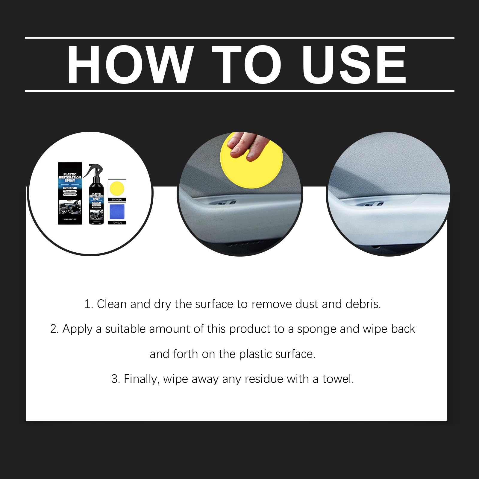 Advanced Black Trim Restorer Plastikowa renowacja z tworzywa sztucznego do użytku na zewnątrz wyblakłych i wewnętrznych tworzyw sztucznych do zderzaków, deski rozdzielczej i winylu, ochrona z