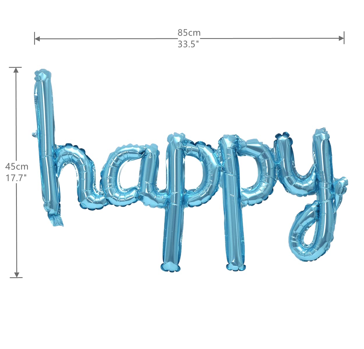 Happy Birthday Banner with 16 Inch Hanging 3D Silver Foil Cursive Script Balloons for Kids and Adults Birthday Party Decorations (Blue)