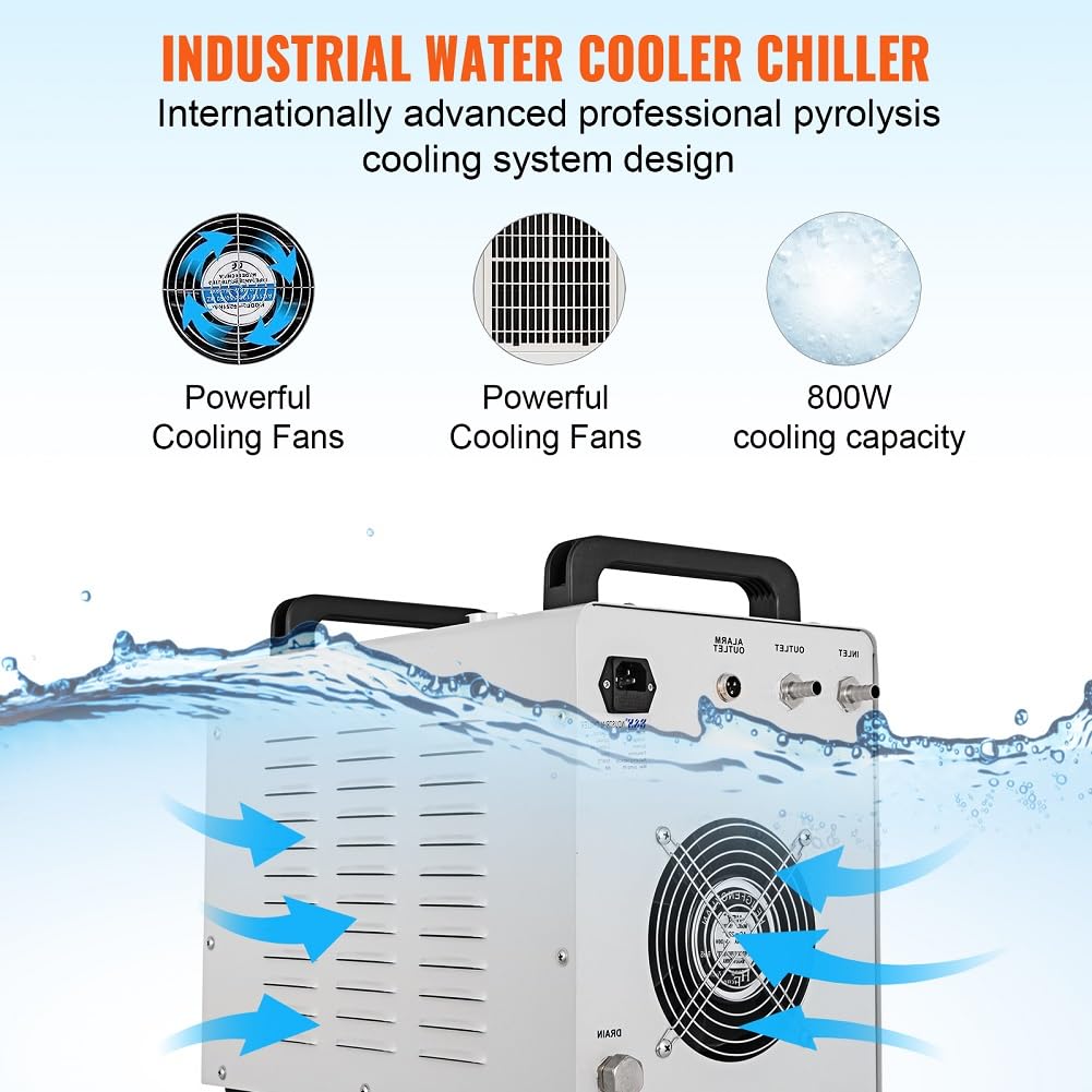 Enfriador de Agua Refrigerado Industrial, 220V CW-5000DG para Tubo Láser CO2 de 80/100W, 6L Tanque, Enfriador de Tubo Láser de Vidrio, Enfriador de Aire Industrial con Termostato Preciso 800W(CW-5000)