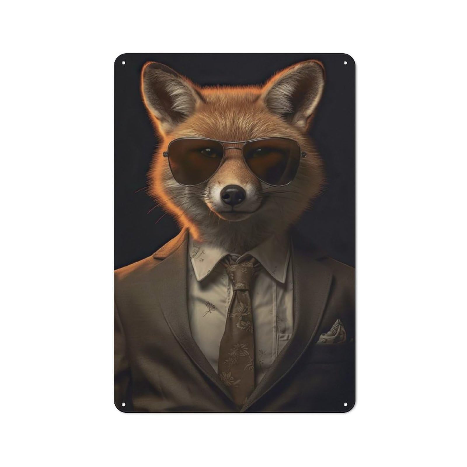 Gangster Fox Rustic Metal Plaque 30x20cm for Studio Or Craft Room, Suited to Craft Room Decorators