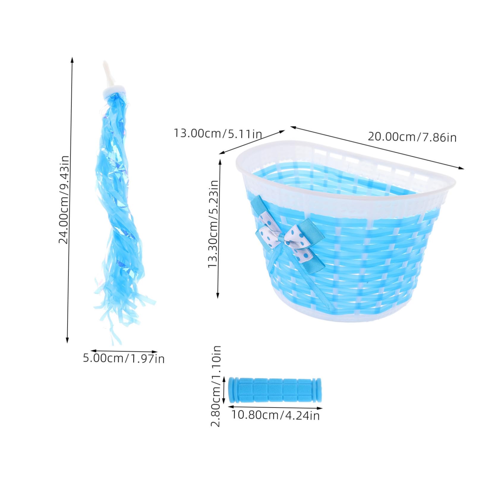 JOINPAYA 1Set Bicycle Accessories Decorative Front Basket with Streamers and Handlebar Covers for Boys Easy Installation Fun Bike Decorations