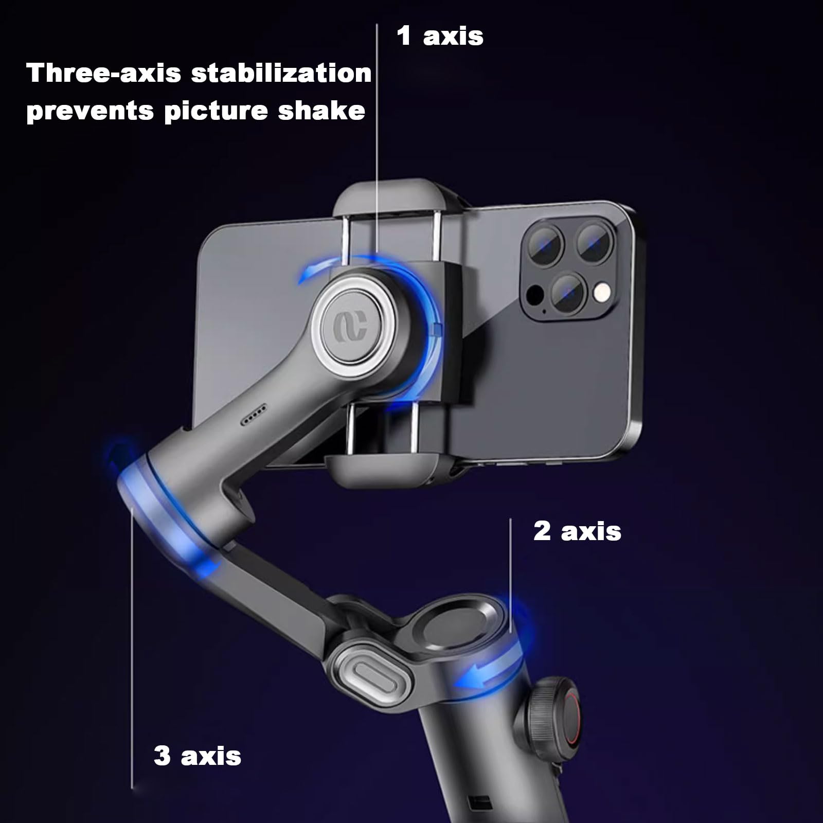 Gimbal per telefono, tracciamento verticale, manopola zoom multifunzione, stabilizzatore cardanico a 3 assi per smartphone con luce di riempimento, stabilizzatore per telefono per registrazione video