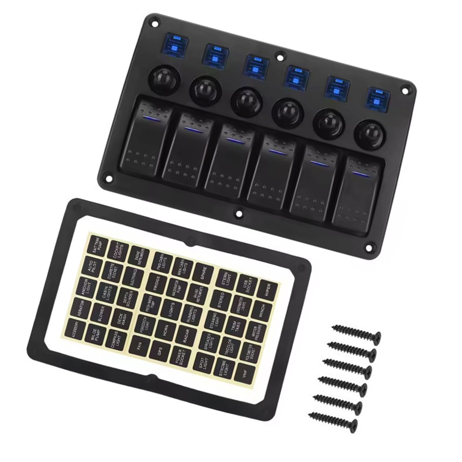 Marine 12V-24V Impermeabile 6 Posizioni Interruttori A Bilanciere Pannello Toggle con Pannello Elettrico Design per Barca