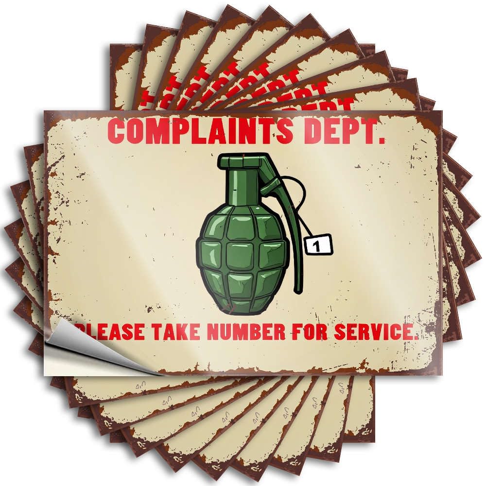 Bathroom Sets, Tattoo Funny Laptop Quote Stickers, Funky No Residue Decals for Luggage | Dart Party Favor Custom Complaints Dept. Please Take Number for Service(8X12CM)