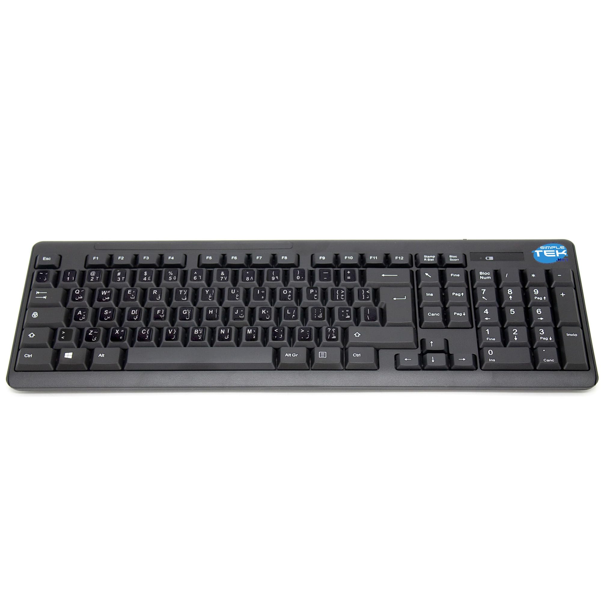 Teclado y ratón inalámbrico árabe Simpletek QWERTY en negro con compatibilidad universal 7