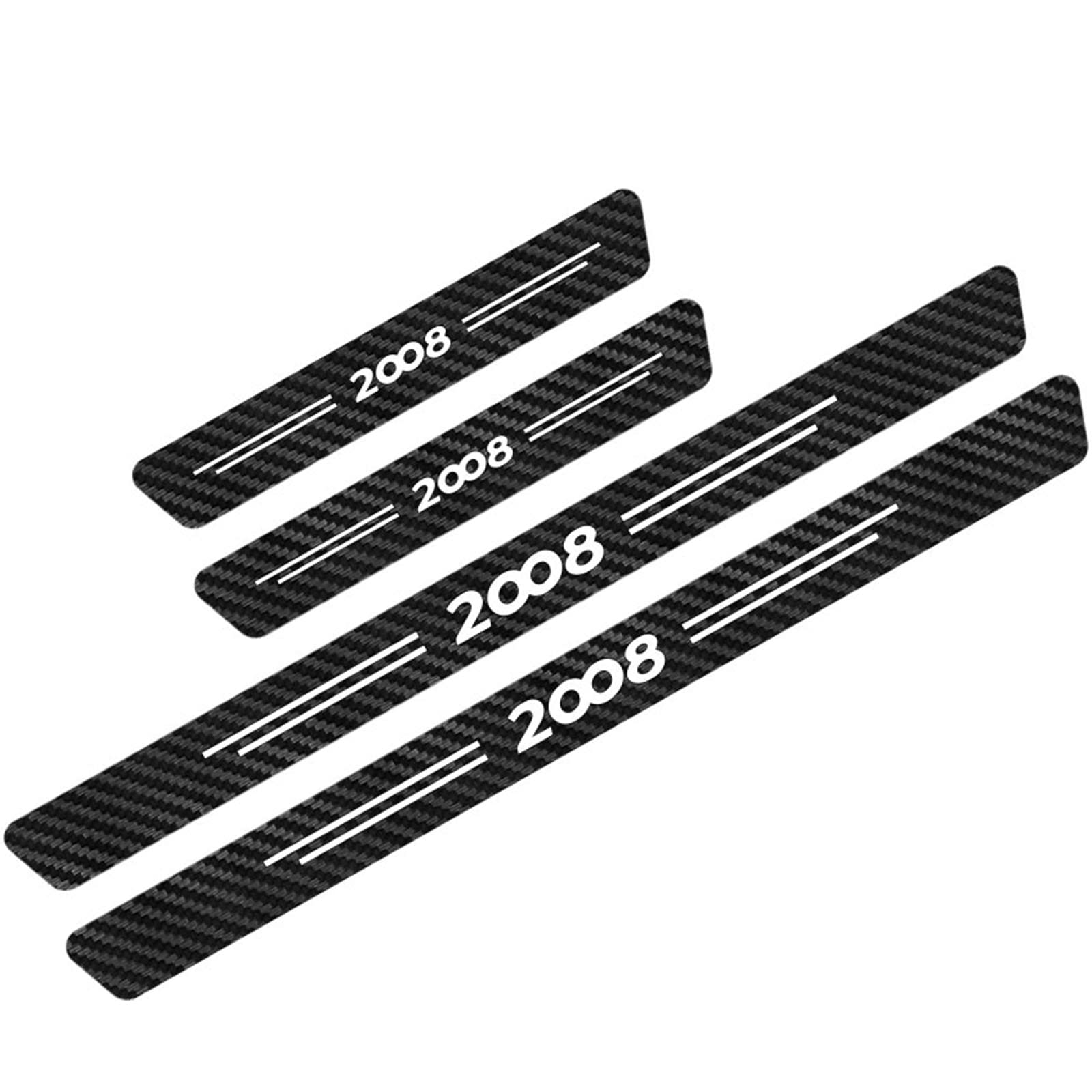 Symilov 2008 4Pcs Car Door Sill Protector For Peu-Geot 107 108 206-208 301 306-308 407-508 -5008 Rcz Rifter Car Threshold Scuff Plate Carbon Fiber Stickers Styling Accessories,