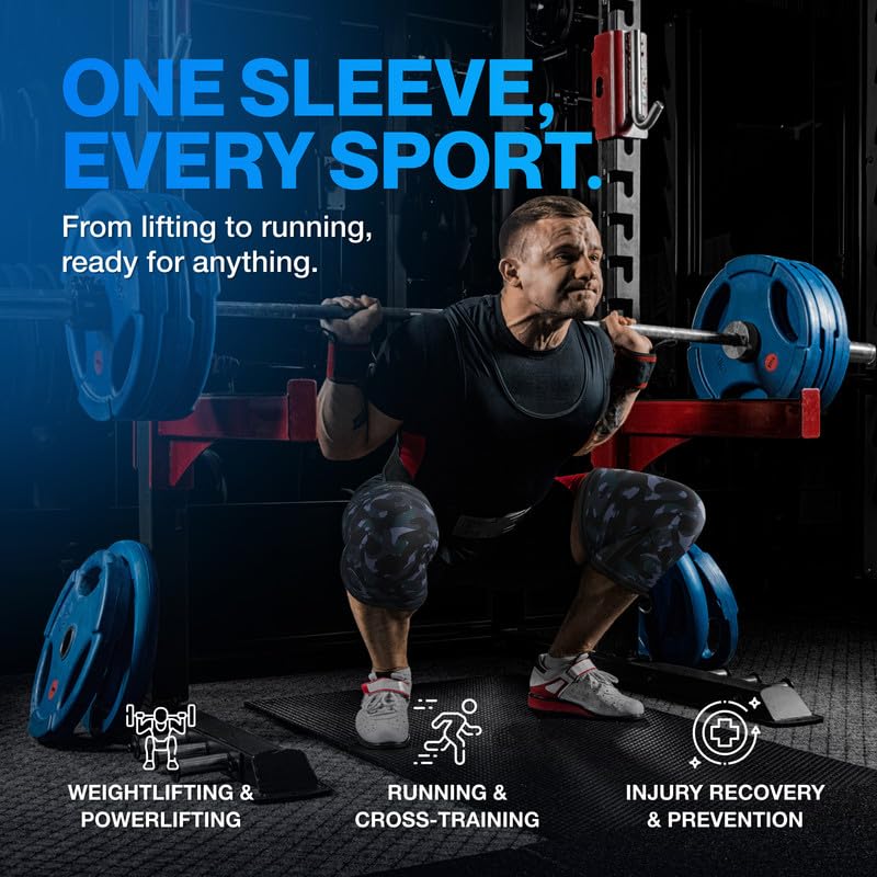Image of Modvel 7mm Neoprene Knee Sleeves for Men & Women Weightlifting & Powerlifting - Compression Knee Sleeve Support for Squats, Gym, Training - USPA, IPL Approved - Large Army /dark (Pair)