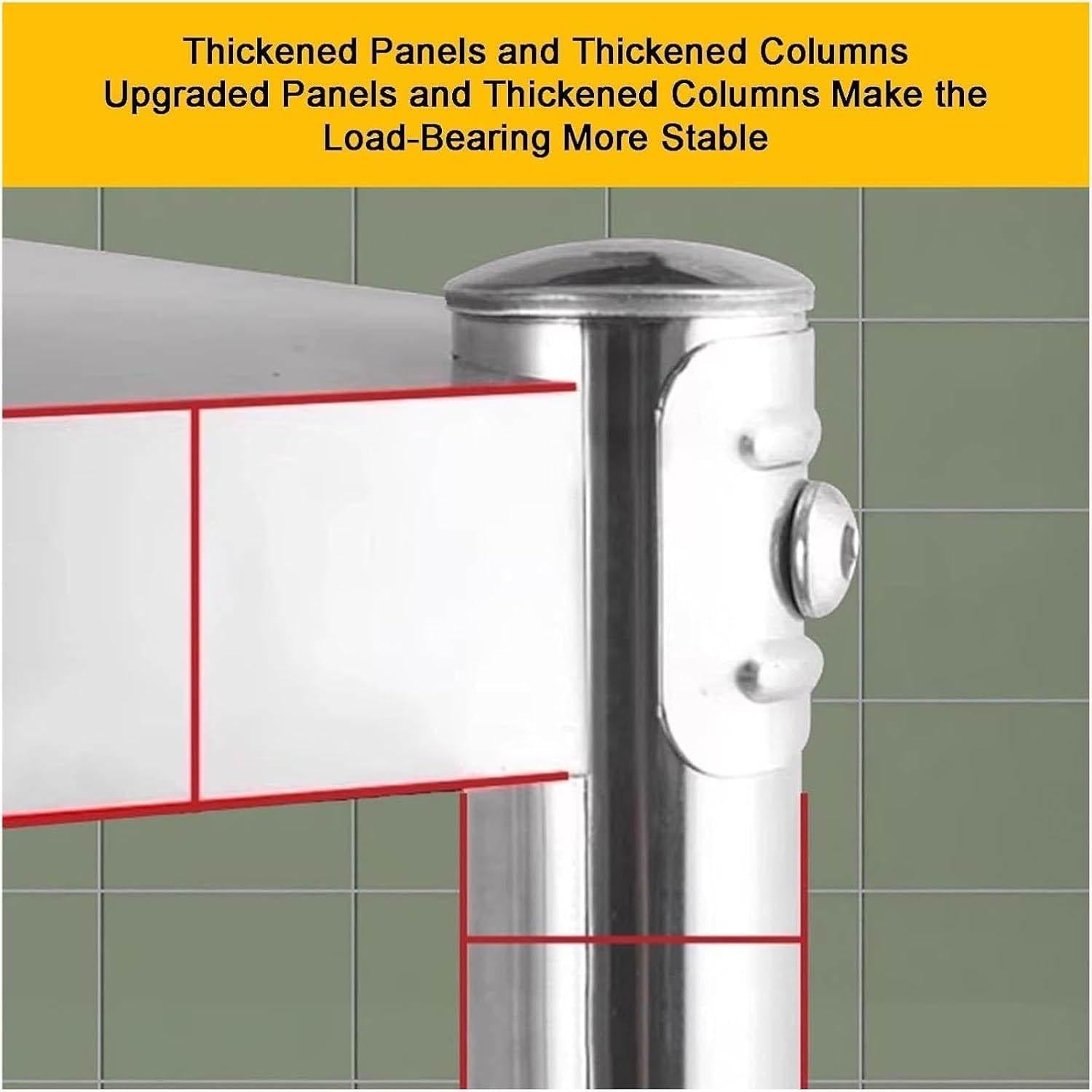 Scaffale doppio strato in acciaio inossidabile, scaffale altamente regolabile per preparare il tavolo di lavoro, 550 libbre di peso, scaffale da cucina per il ristorante,Silver-150x30x80cm