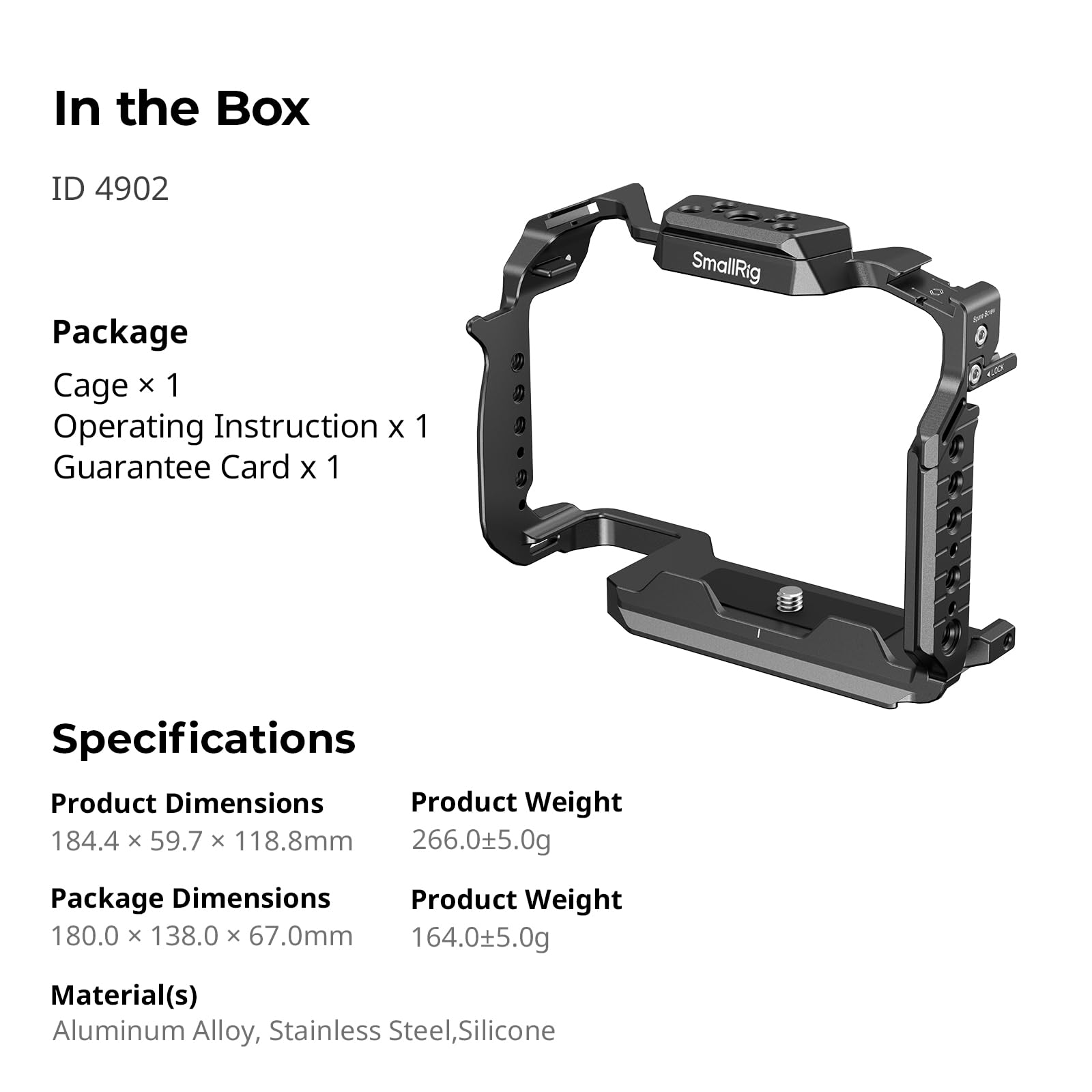 SMALLRIG S1R II Cage für Panasonic LUMIX S1 II S1 IIE S1R II S5 II S5 IIX G9 II mit Arca Schnellwechselplatte 1/4-20 3/8-16 Gewindebohrungen 4902