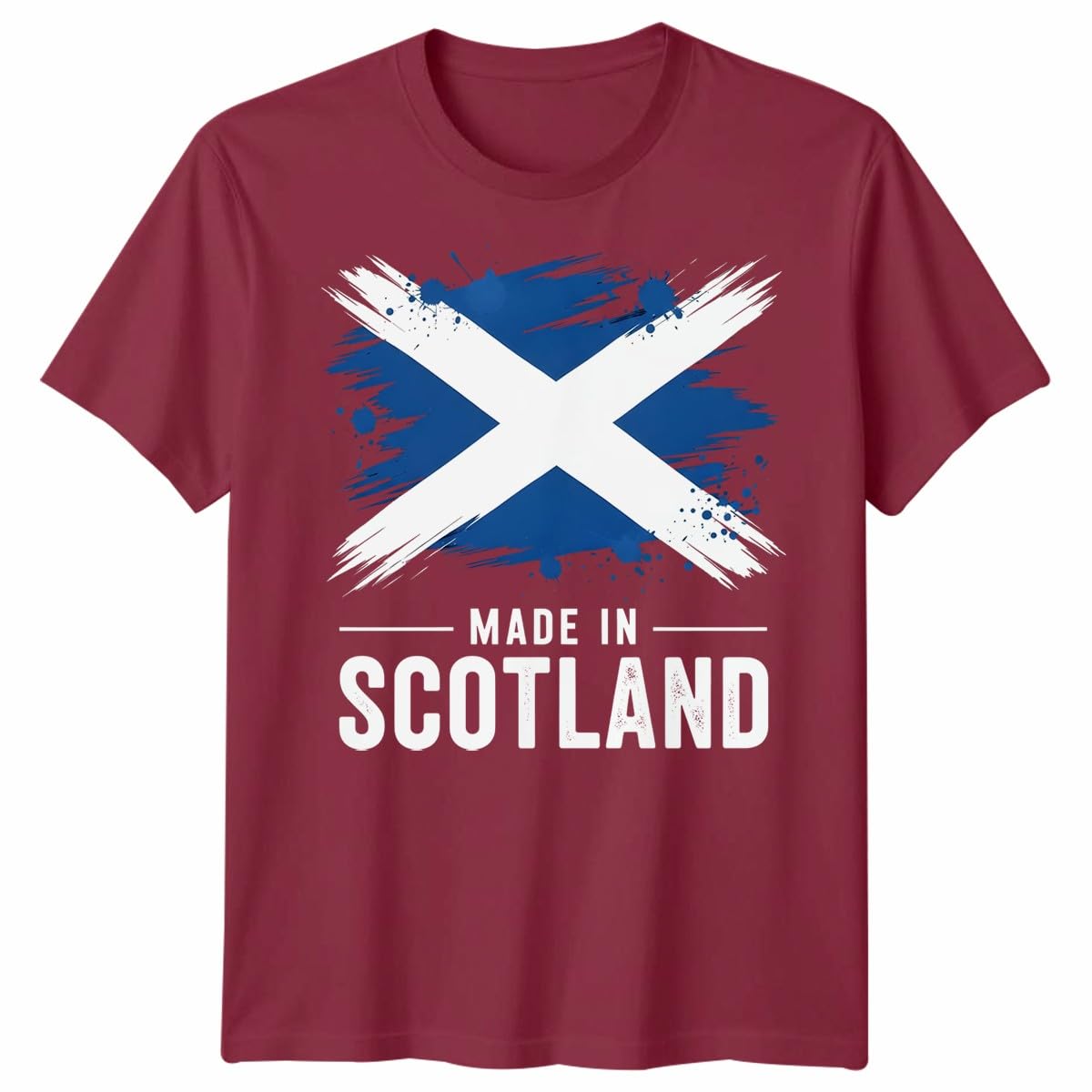 Made in Scotland Unisex T Shirt Scottish Flag Tee Football Rugby Fan Patriot Top Unisex XL Burgundy