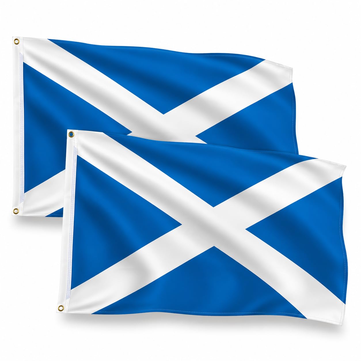 2 Pack of Scotland Flag 5ft x 3ft (120cm x 90cm) Large Scottish Banner for ﻿Major Football Event 2026 Double Stitched Polyester with Brass Eyelet - Indoor and Outdoor - Scottish Flag