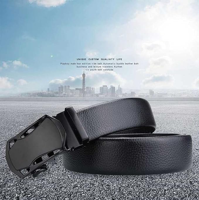 Image of Men's Genuine Leather Belt | Full Grain | Adjustable Fit | Durable Buckle | Formal & Casual Wear | Fit on up to 38 Inches Waist size