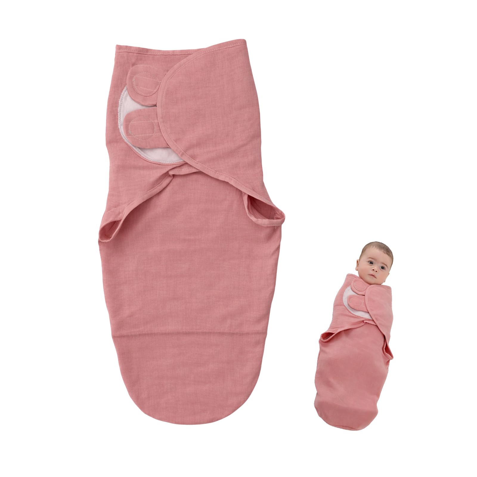 FloraVigo Pucksack Baby, Strampelsack Baby, Geeignet für Babys im Alter von 0-3 Monaten, 100% Reine Baumwolle, weich und bequem, geeignet für Neugeborene Jungen und Mädchen (Altrosa)